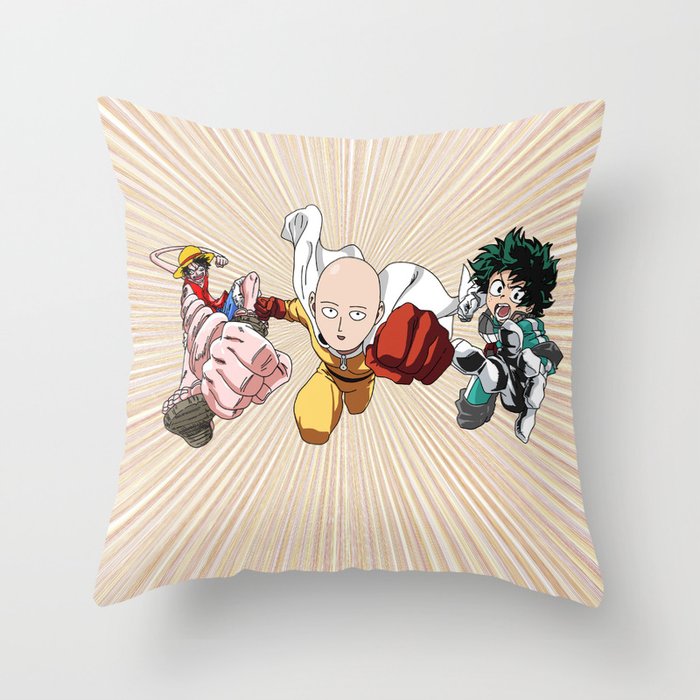 Team Punch Anime And Manga Rubber Saitama Deku Throw Pillow