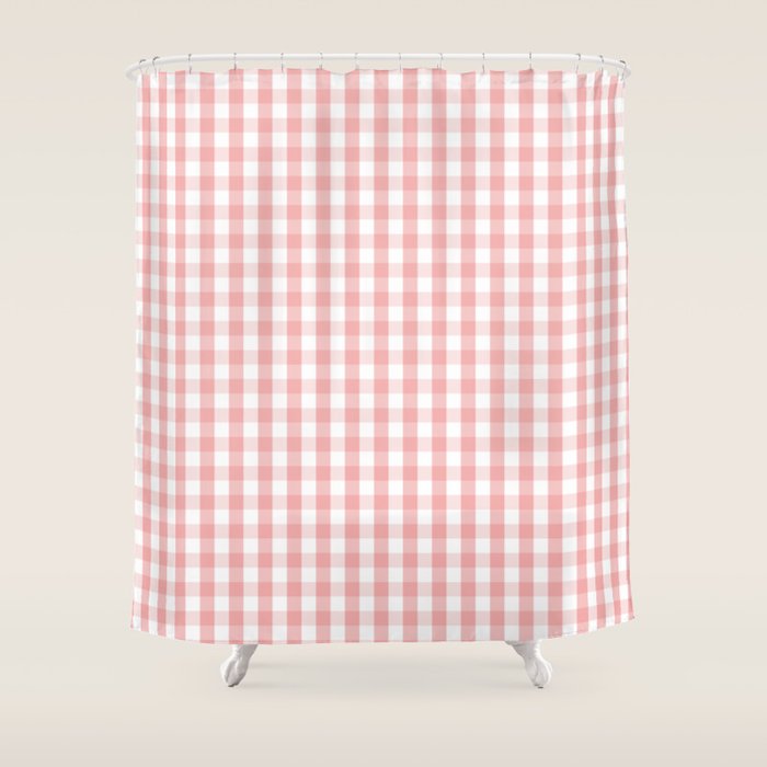 Large Lush Blush Pink and White Gingham Check Shower Curtain by Honor and obey Society6