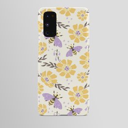 Honey Bees and Flowers - Yellow and Lavender Purple Android Case