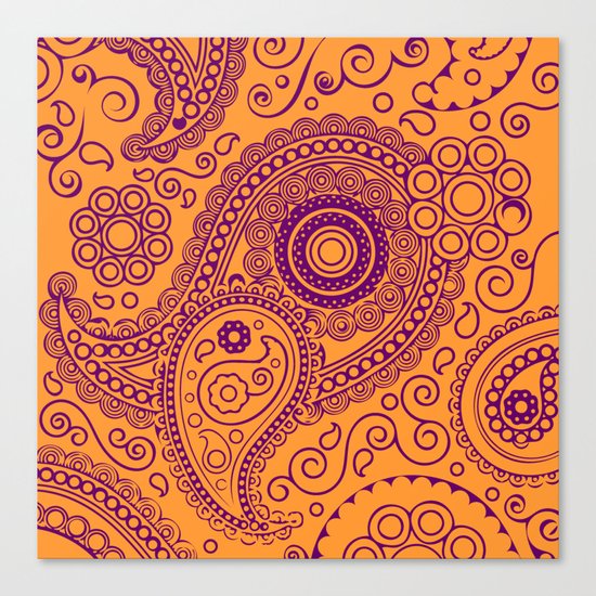 Vintage Pattern Orange Canvas Print
