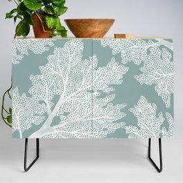 Sea Fan Coral – White on Mint Credenza