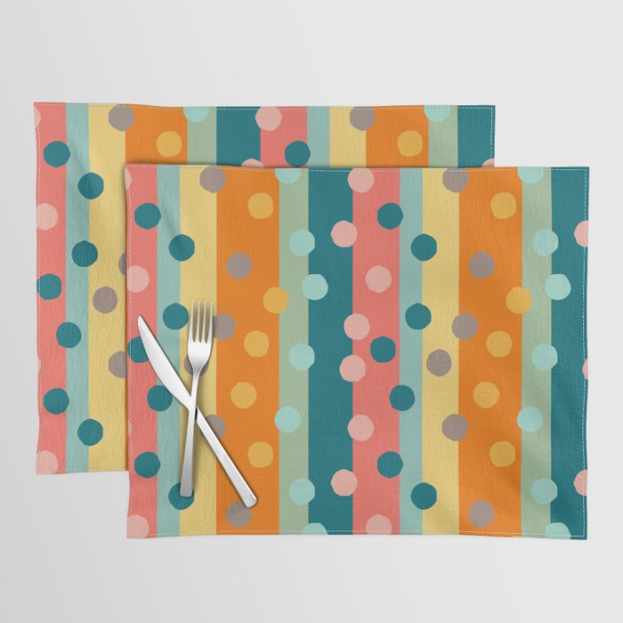 Large Mod Stripes and Wonky Circles Placemat