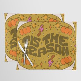 Tis the Season Placemat | Pumpkin, Drawing, Digital, Halloween, Autumn, Ghost, Spooky, Witchy, Vintage, Star 
