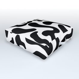 Modern Black and White Abstract Pattern Outdoor Floor Cushion