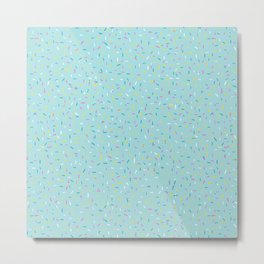 Rainbow Sprinkles Jimmies 90s Confetti on Teal Blue Background Metal Print
