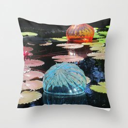 Lily Pond and Glass Floaters Throw Pillow