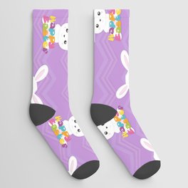 Cute Purple Easter Bunny Rabbit Kawaii Socks
