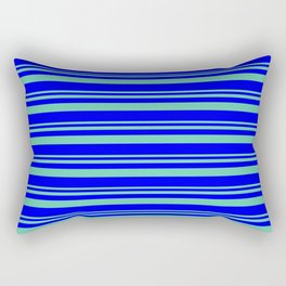 [ Thumbnail: Aquamarine and Blue Colored Lines Pattern Rectangular Pillow ]