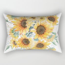 Loose Watercolor Sunflowers Rectangular Pillow