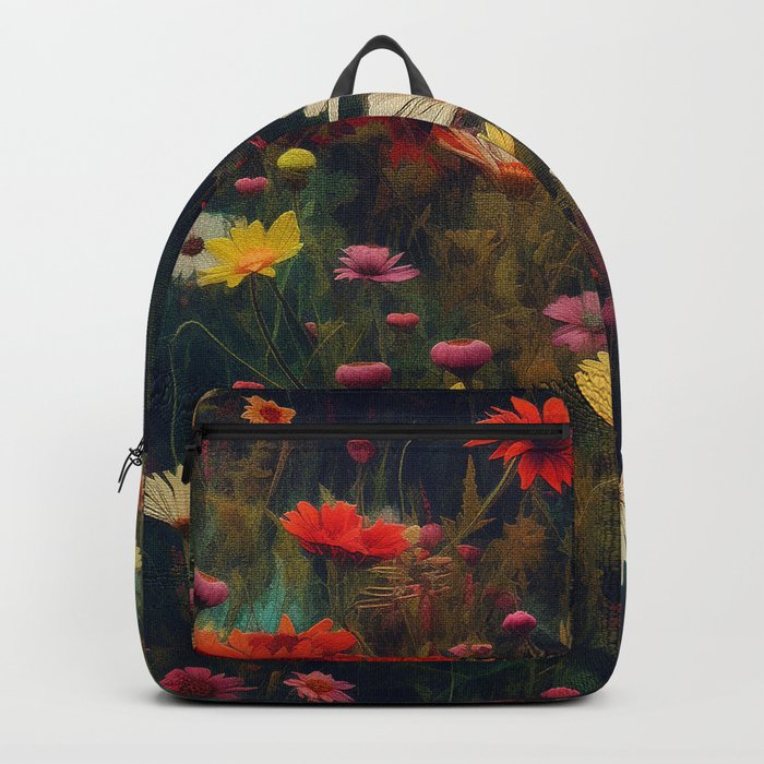 Lonely Butterfly Among Flowers Backpack