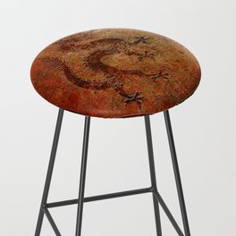 Distressed Chinese Dragon In Octagon Frame Bar Stool