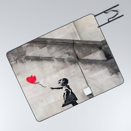 Banksy girl with balloon restored with artificial intelligence 8k Picnic Blanket