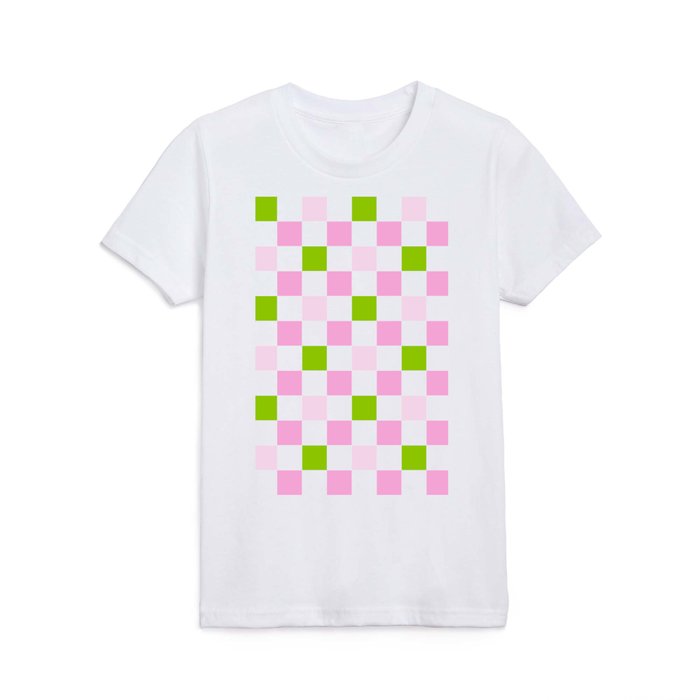 Happy Spring Check pattern in pink and green Kids T Shirt