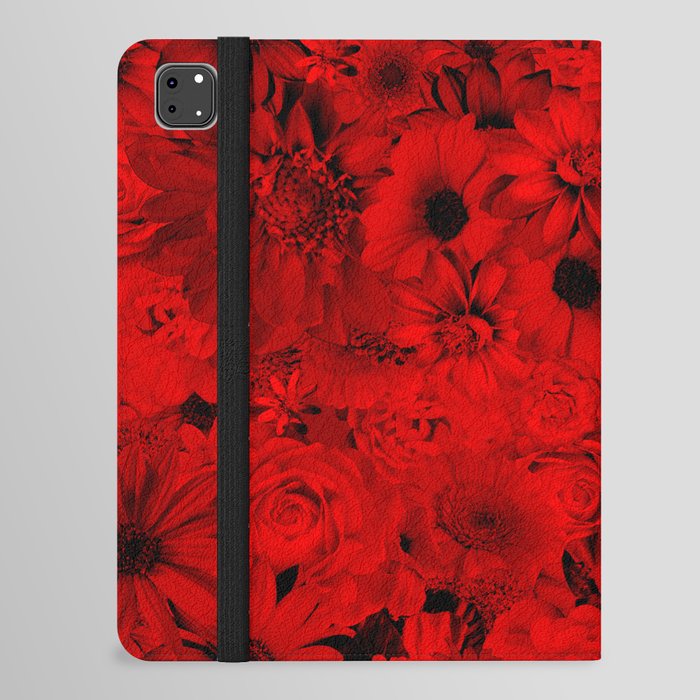 vermilion red floral bouquet aesthetic assemblage iPad Folio Case
