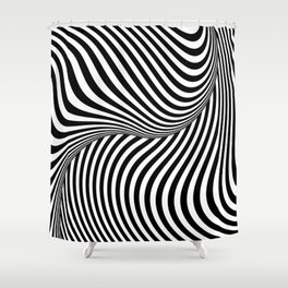 Black And White Op-Art Optical Illusion Retro Graphic Shower Curtain