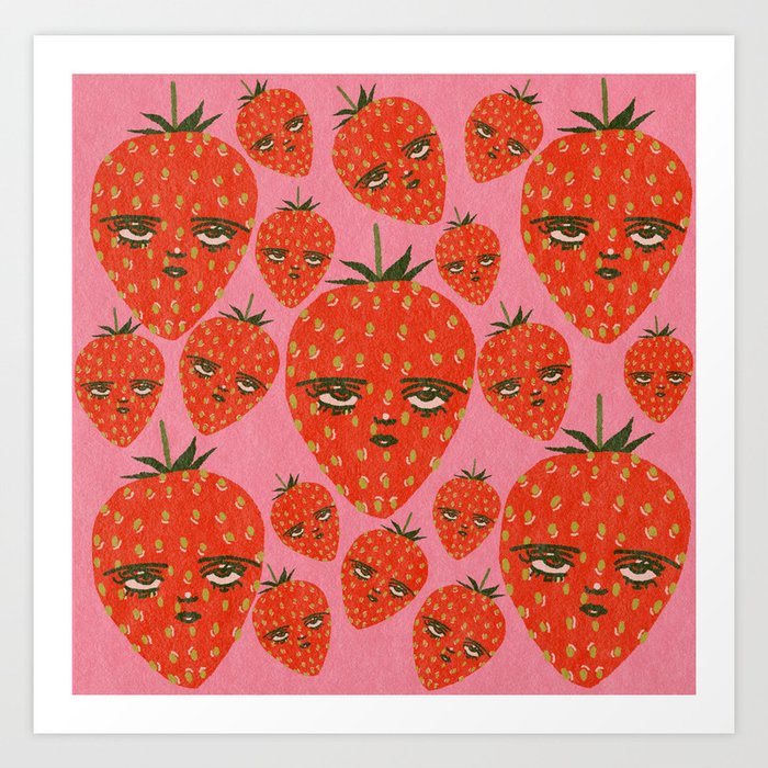Unimpressed Strawberry Art Print
