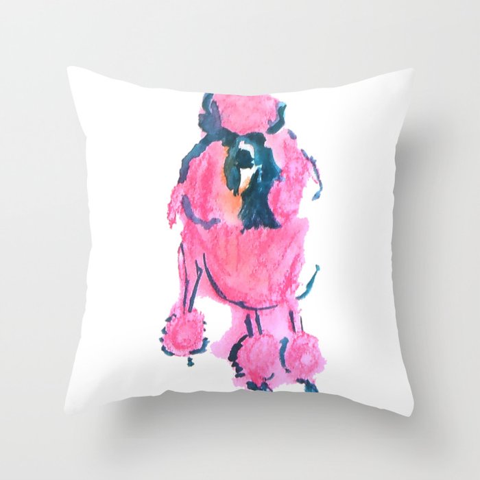 Pink Poodle Throw Pillow