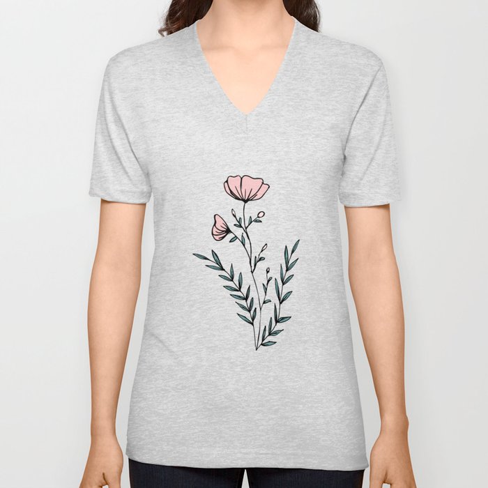 Flower Power V Neck T Shirt