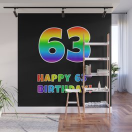 [ Thumbnail: HAPPY 63RD BIRTHDAY - Multicolored Rainbow Spectrum Gradient Wall Mural ]