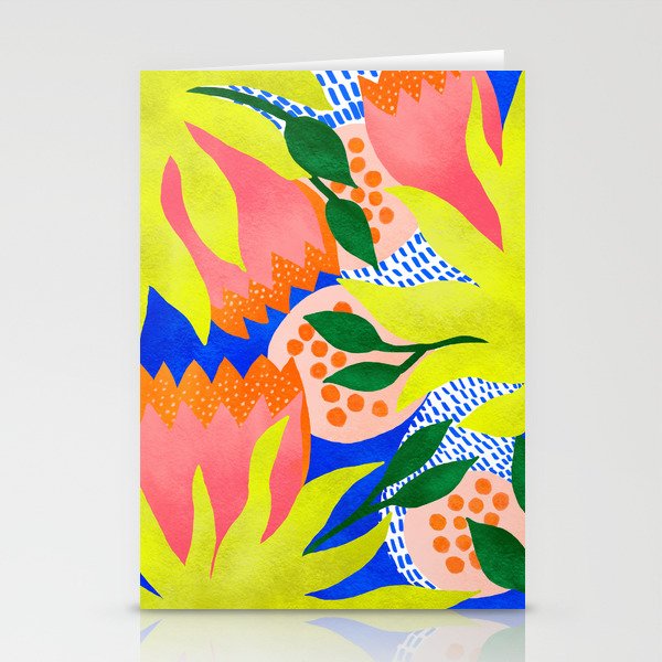 Bold Flowers on Blue Stationery Cards