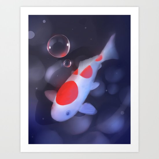 Kohaku Koi Fishu Art Print