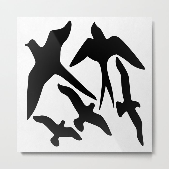 Birder Silhouette Swallow Swift and Seagulls Metal Print