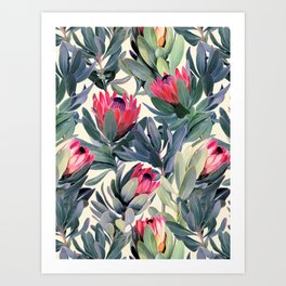 Painted Protea Pattern Art Print