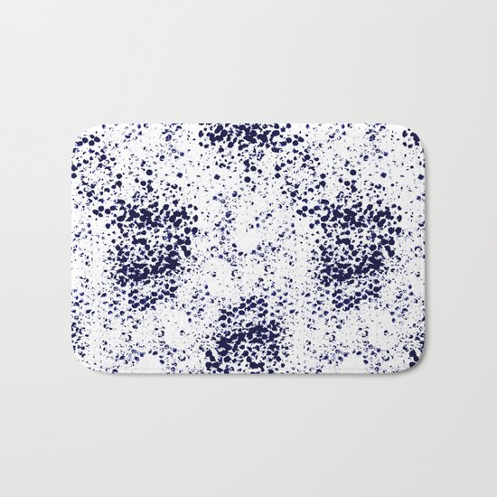 Indigo Splash abstract minimal white and blue nautical water painterly painting monochromatic art Bath Mat