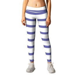 Horizontal Stripes (Pantone Very Peri/White) Leggings