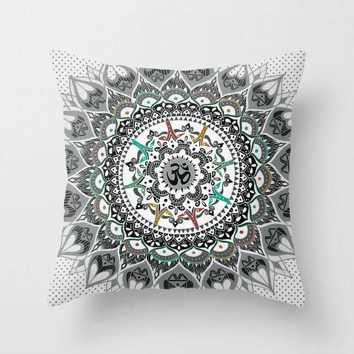 "Om" Psychedelica Mandala Throw Pillow