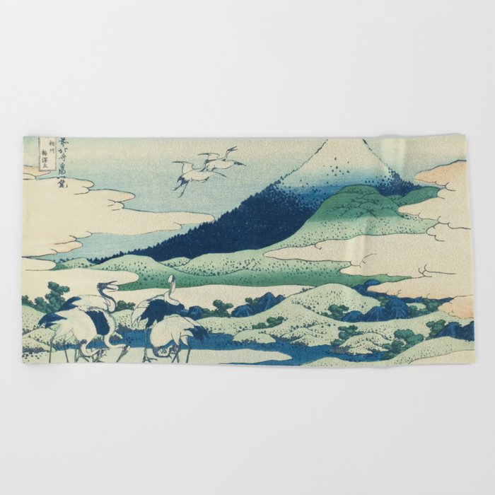 Japanese Woodblock art: Umezawa Marsh in Sagami Province Beach Towel