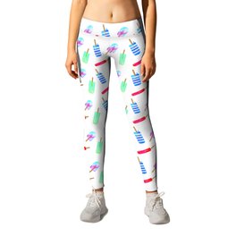 The Popsicle Lineup Leggings | Summer, Vector, Graphicdesign, Pop Art, Digital, Pattern, Popsicles, Graphicloveshop, Watercolor 