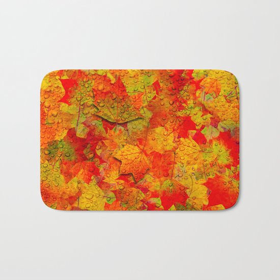 Indian Summer V - Autum Fall Colorful leaves Season #Society6 Bath Mat