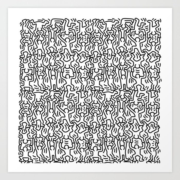 Pattern Acrobates White Haring Art Print