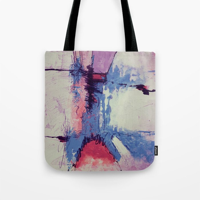 Modern Abstract Pink Lilac Blue Watercolor Acrylic Paint Tote Bag