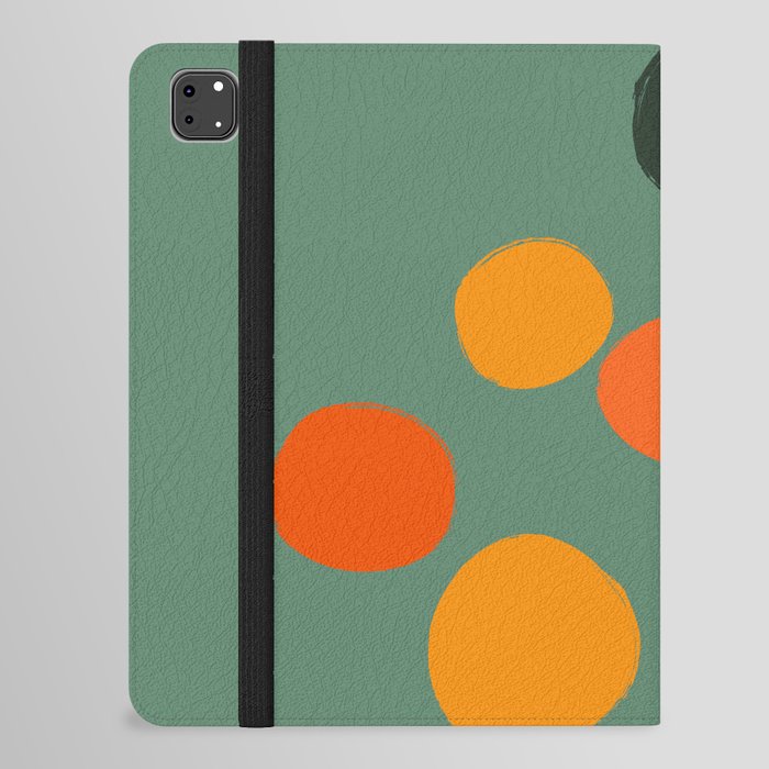 Minimalistic Colorful Dot Art Design Pattern on Green iPad Folio Case