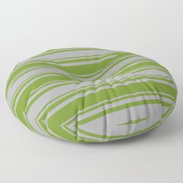 [ Thumbnail: Dark Gray & Green Colored Pattern of Stripes Floor Pillow ]