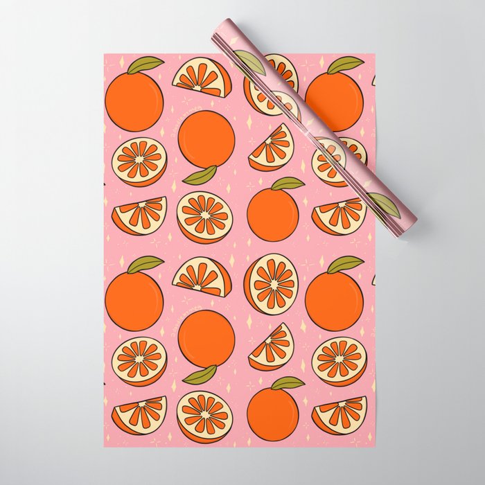 Orange Print Wrapping Paper by meghanwallace Society6
