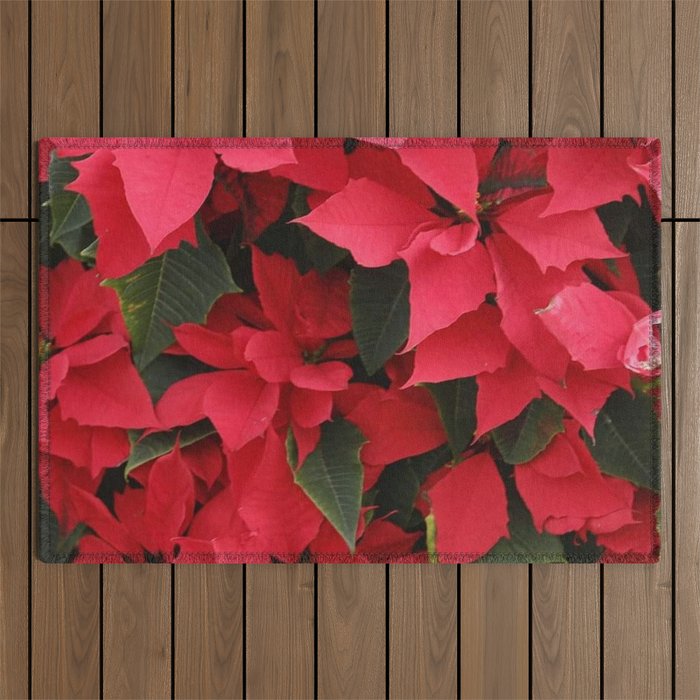 Red flowers (poinsettia) Outdoor Rug