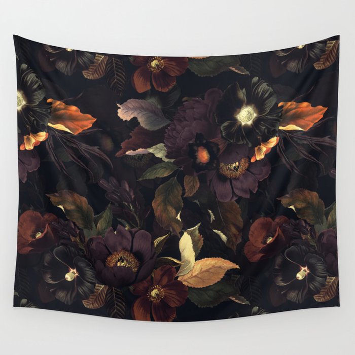 Vintage & Shabby Chic - Flowers at Night Wall Tapestry