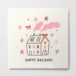 Happy Holidays print design Metal Print