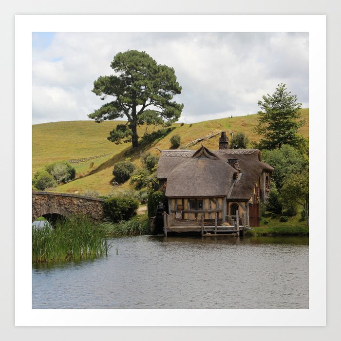 New Zealand Photography - Medieval House By The River And The Field Art Print