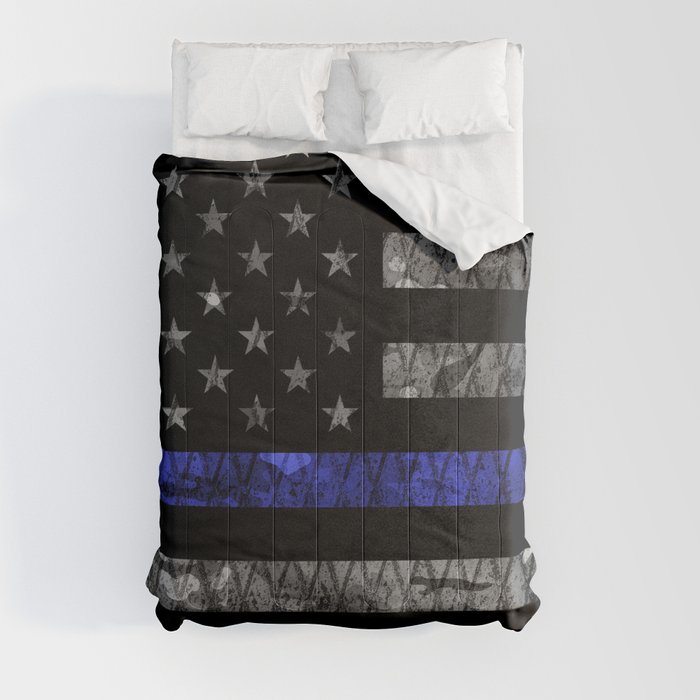 Police Thin Blue Line Flag Comforter