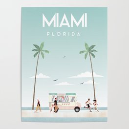 Miami Florida Beach travel poster Poster