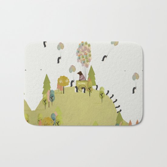 oh my how penguins fly Bath Mat
