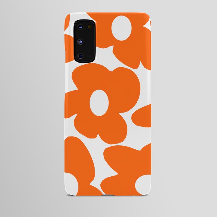 Orange Retro Flowers White Background #decor #society6 #buyart Android Case