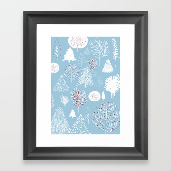 Christmas forest Framed Art Print