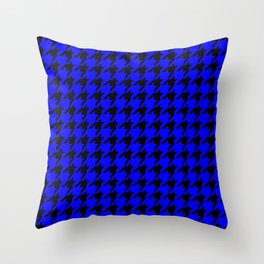 Houndstooth (Black & Blue Pattern) Throw Pillow