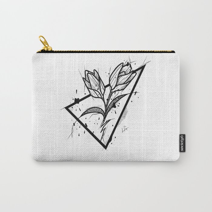 Tulip Handmade Drawing Made In Pencil And Ink Tattoo Sketch Tattoo Flash Blackwork Carry All Pouch By Lucagenart Society6