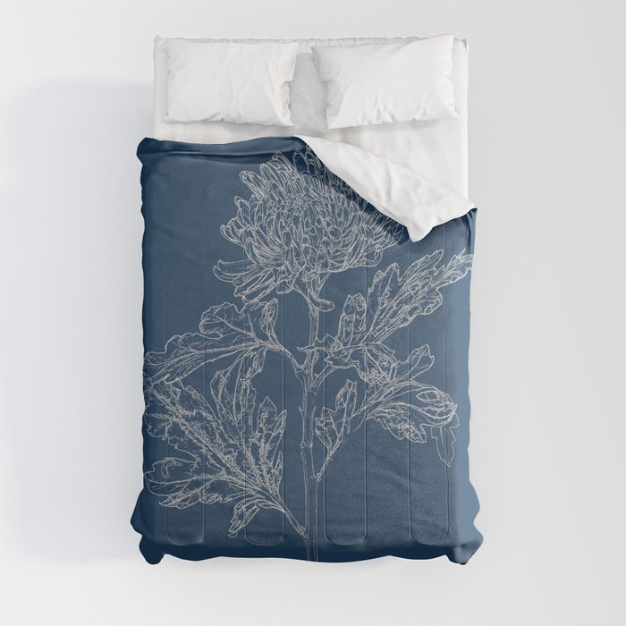 Chrysanthemum Blueprint Comforter